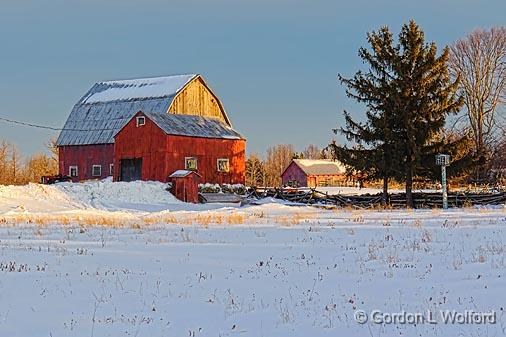 Barns At Sunrise_05626.jpg - Photographed near Toledo, Ontario, Canada.